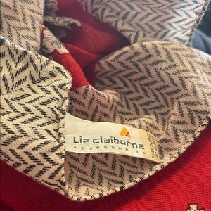 Liz Claiborne Red and Black Patterned Scarf 28 inch square